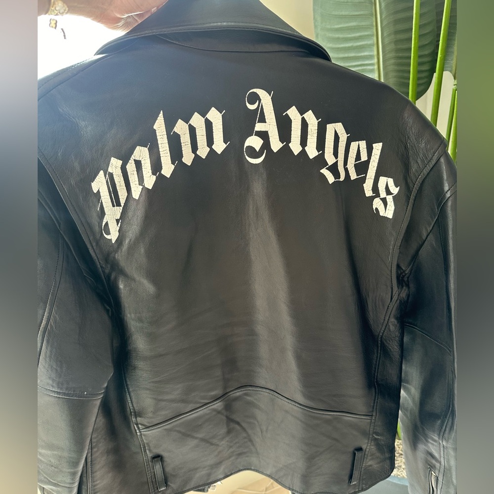Palm Angels
logo-print biker leather jacket